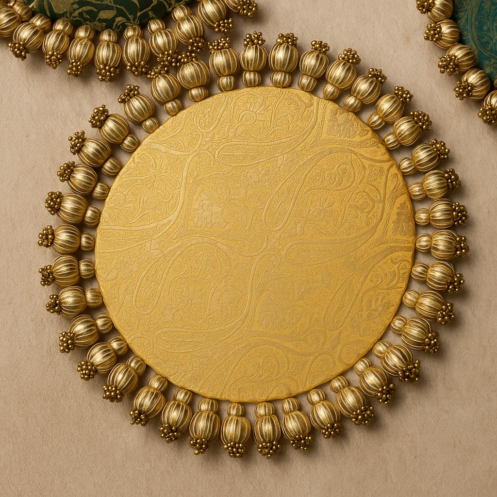 Gold - classic red placemat - golden beads placemat