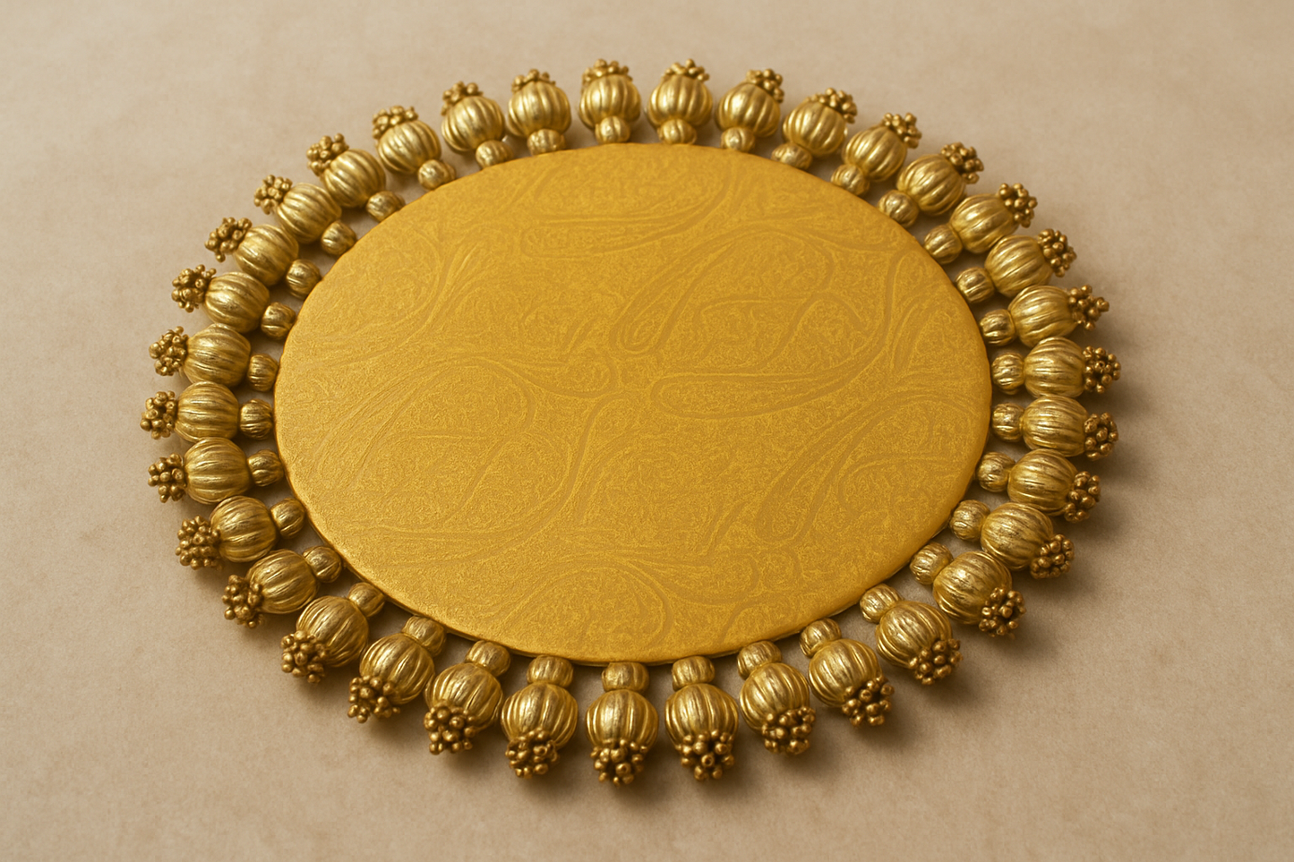 Gold - classic red placemat - golden beads placemat