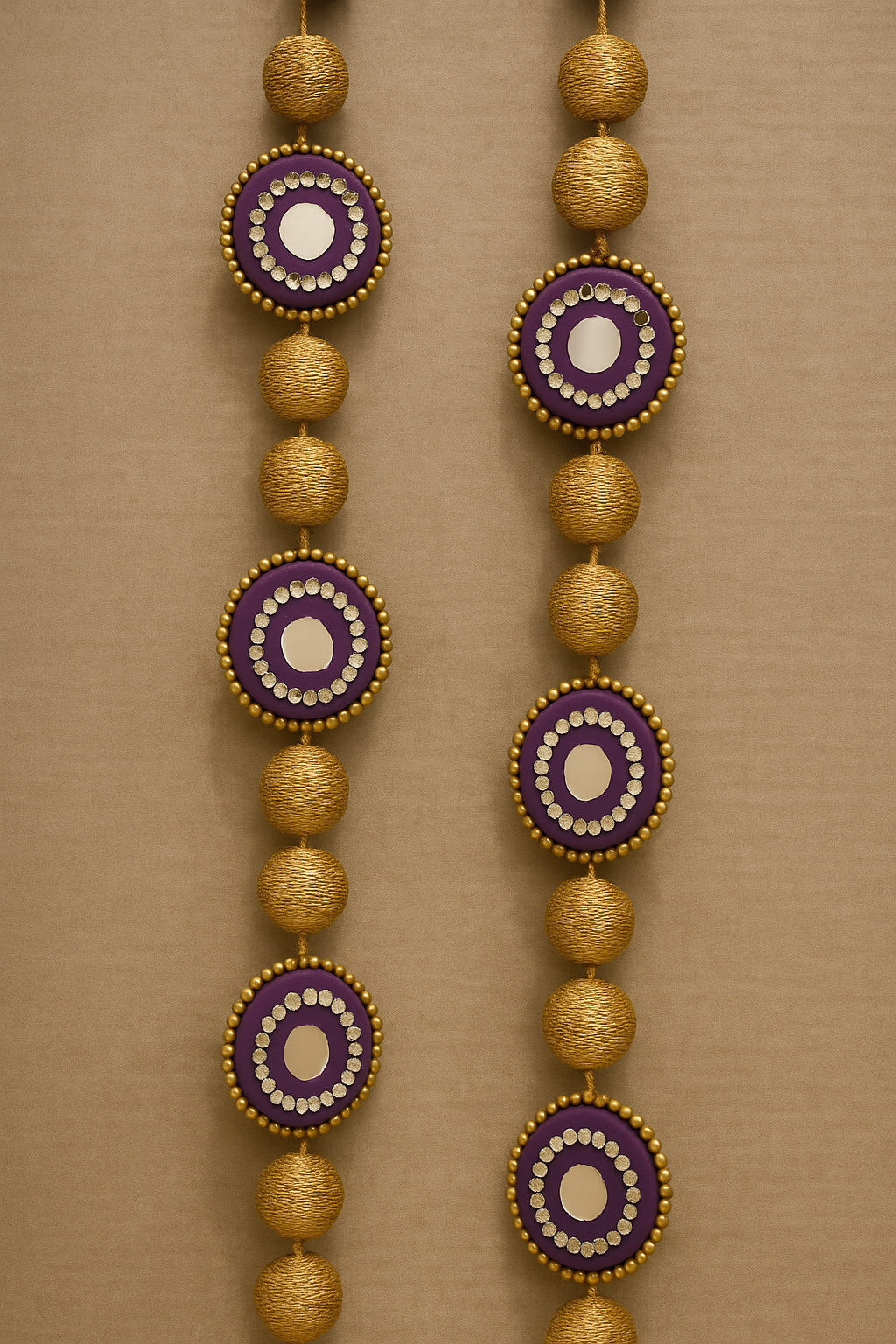 ZARI MIRROR WORK HANGING PAIR - VARIOUS COLORS