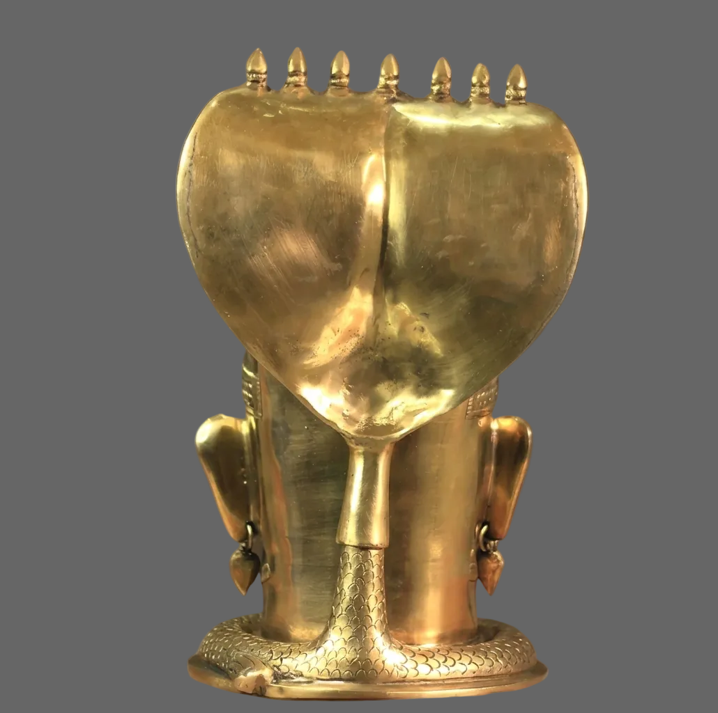 Brass Shiva Mukhlingam With Nagabharanam 13"