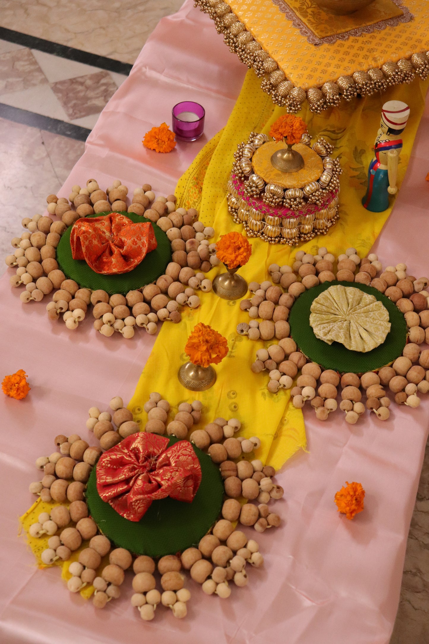 Handcrafted Yellow Table Décor Set for Festive & table Styling