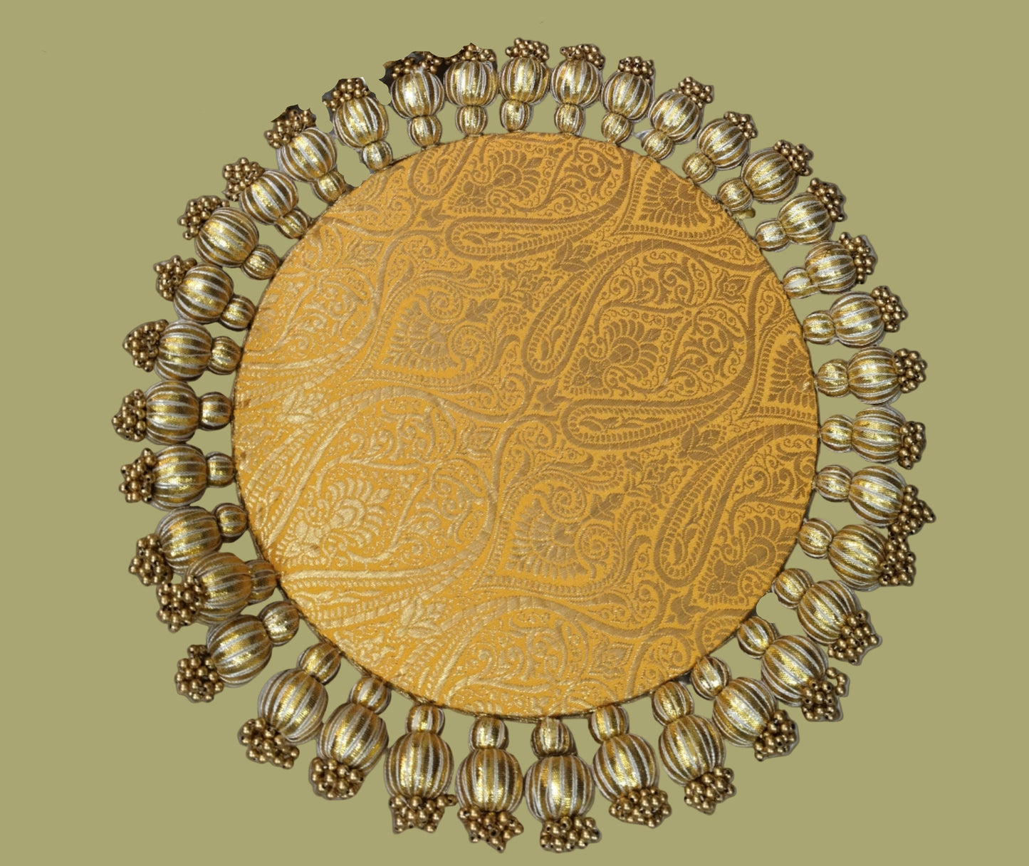 Gold - classic red placemat - golden beads placemat