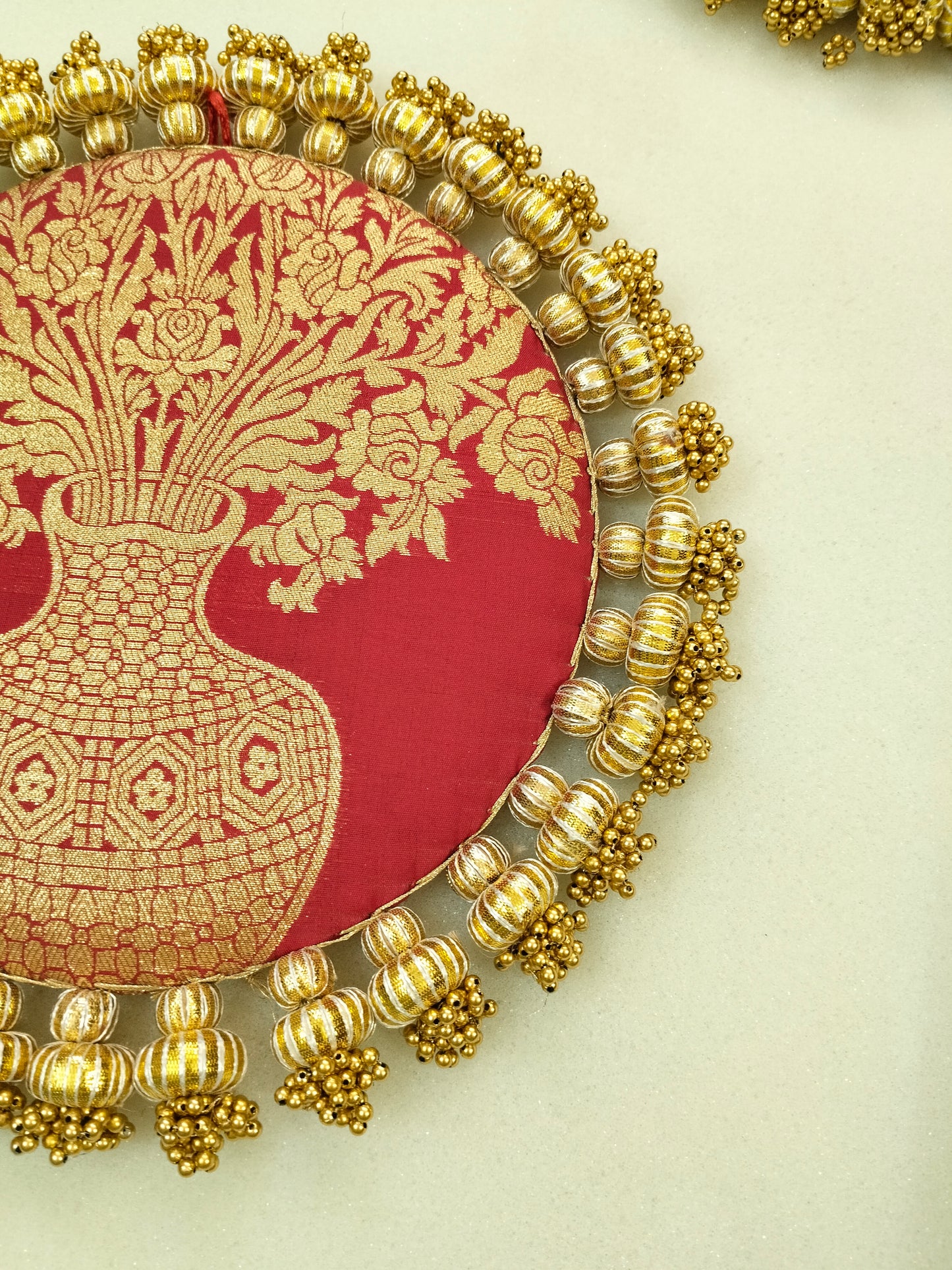 Laal Kalsi Placemat – Maroon & Gold Brocade Table Mat