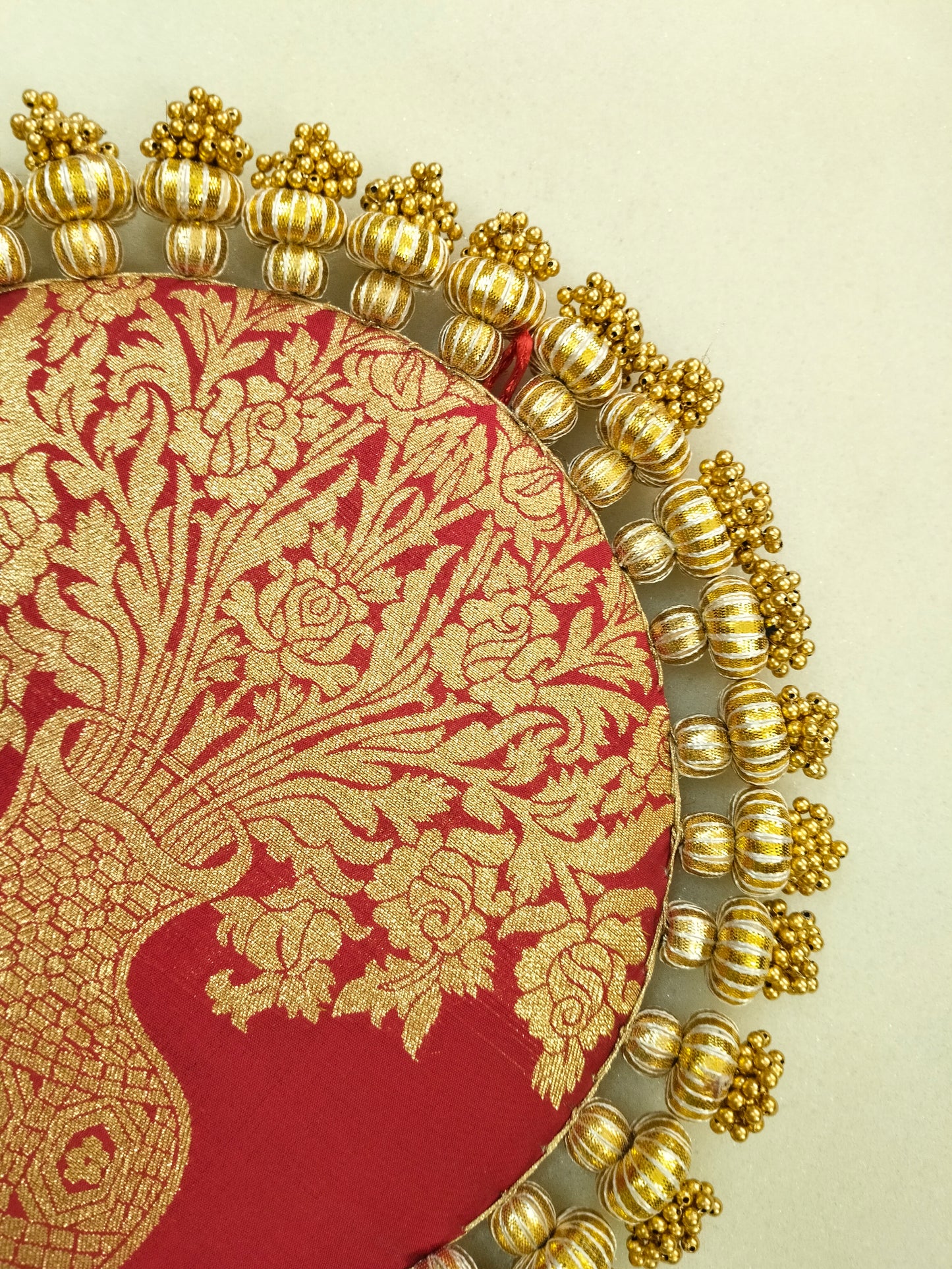Laal Kalsi Placemat – Maroon & Gold Brocade Table Mat
