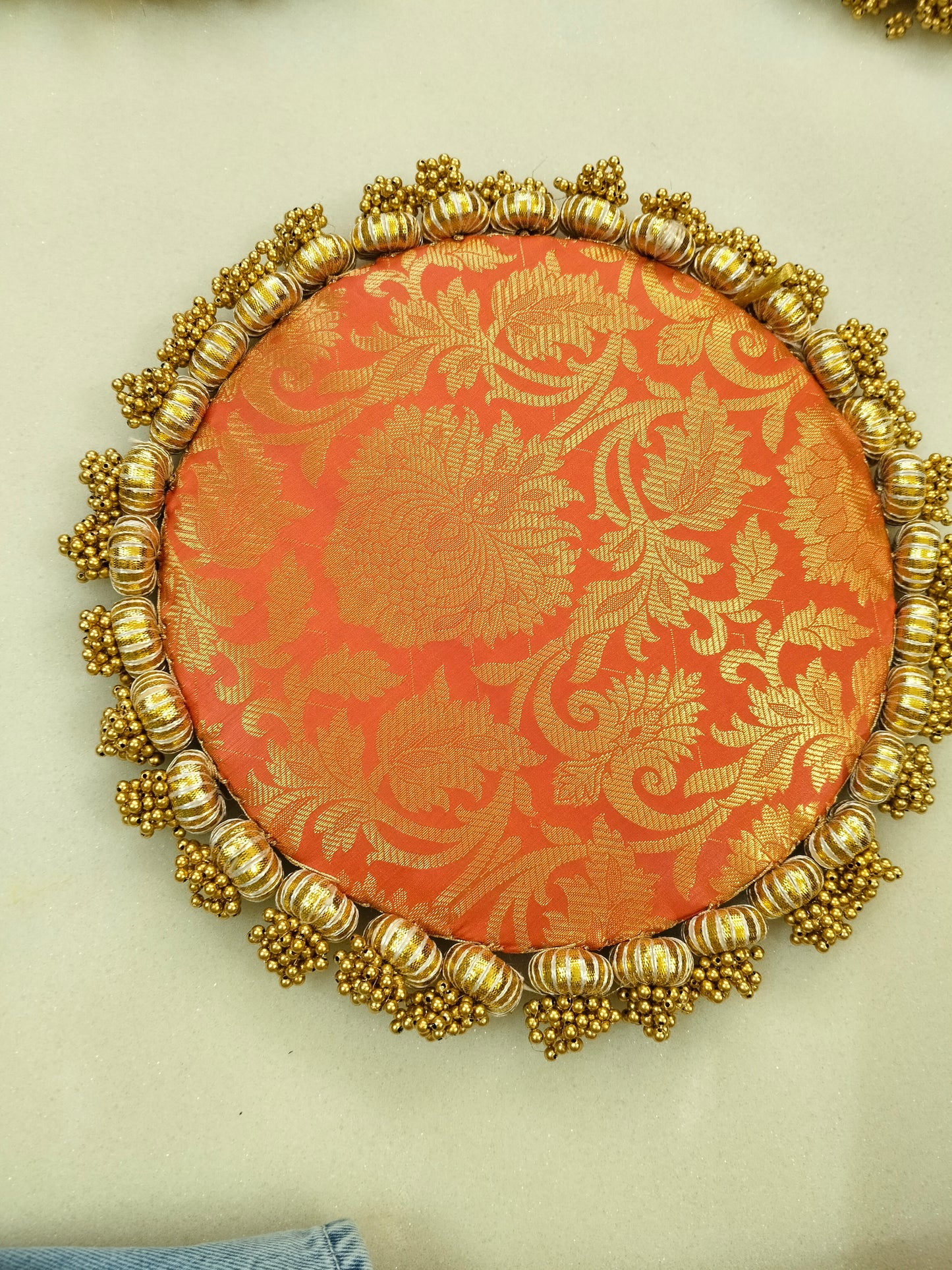 Orange Single Bead Tassel Placemat - Narangi rang - Ektara Placemat