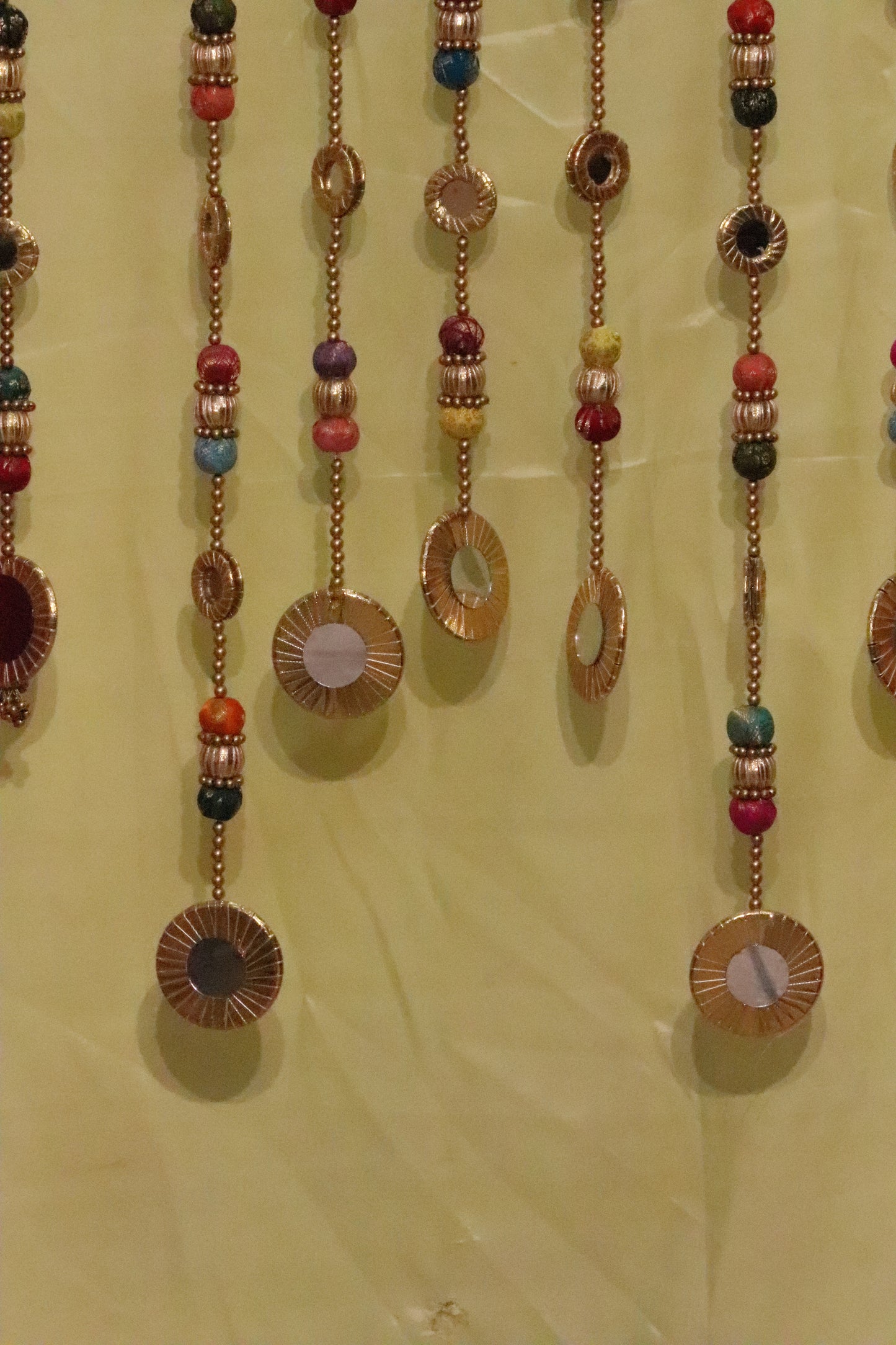 Darpan Hanging – Beaded Gota Mirror Frame | Banarasi Bead Wall & Festive Decor