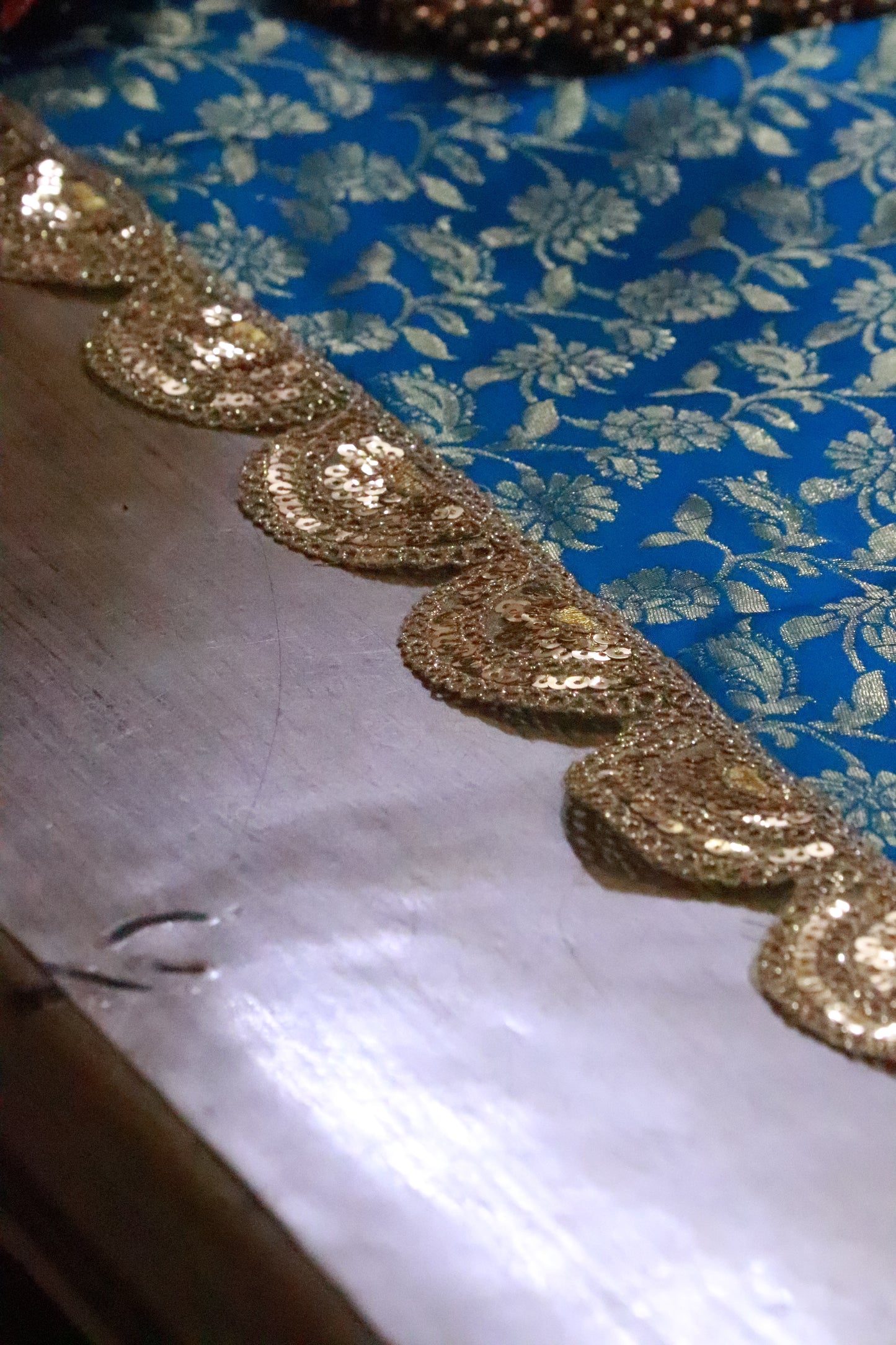 Banarasi Table runner - various sizes - Teal blue color