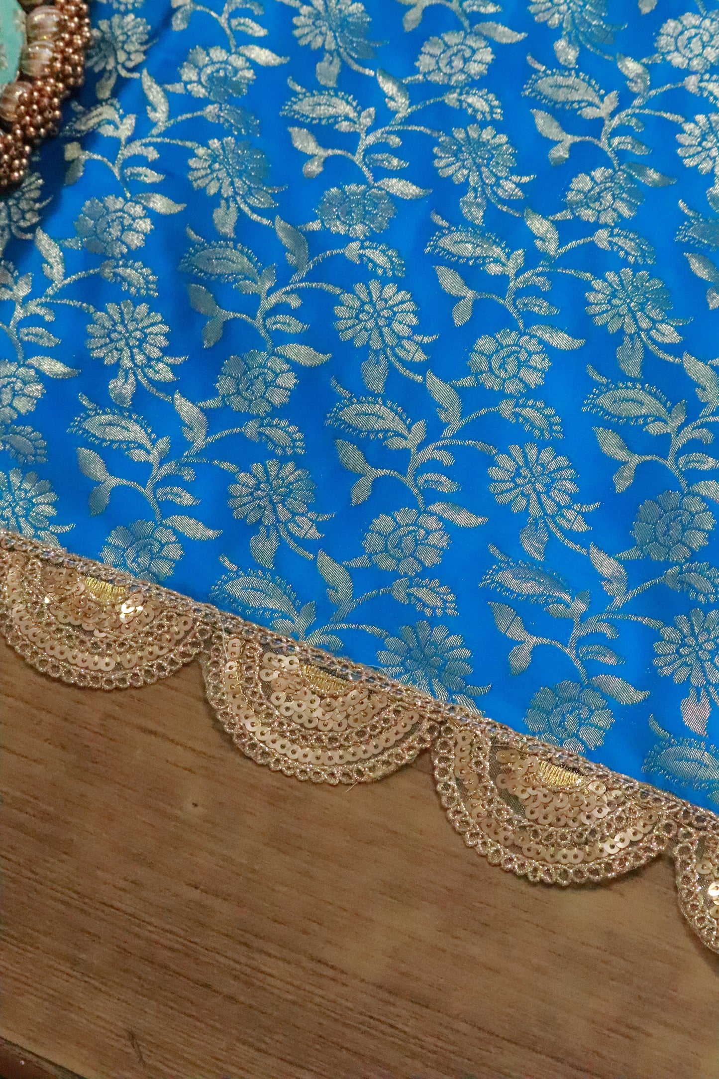 Banarasi Table runner - various sizes - Teal blue color