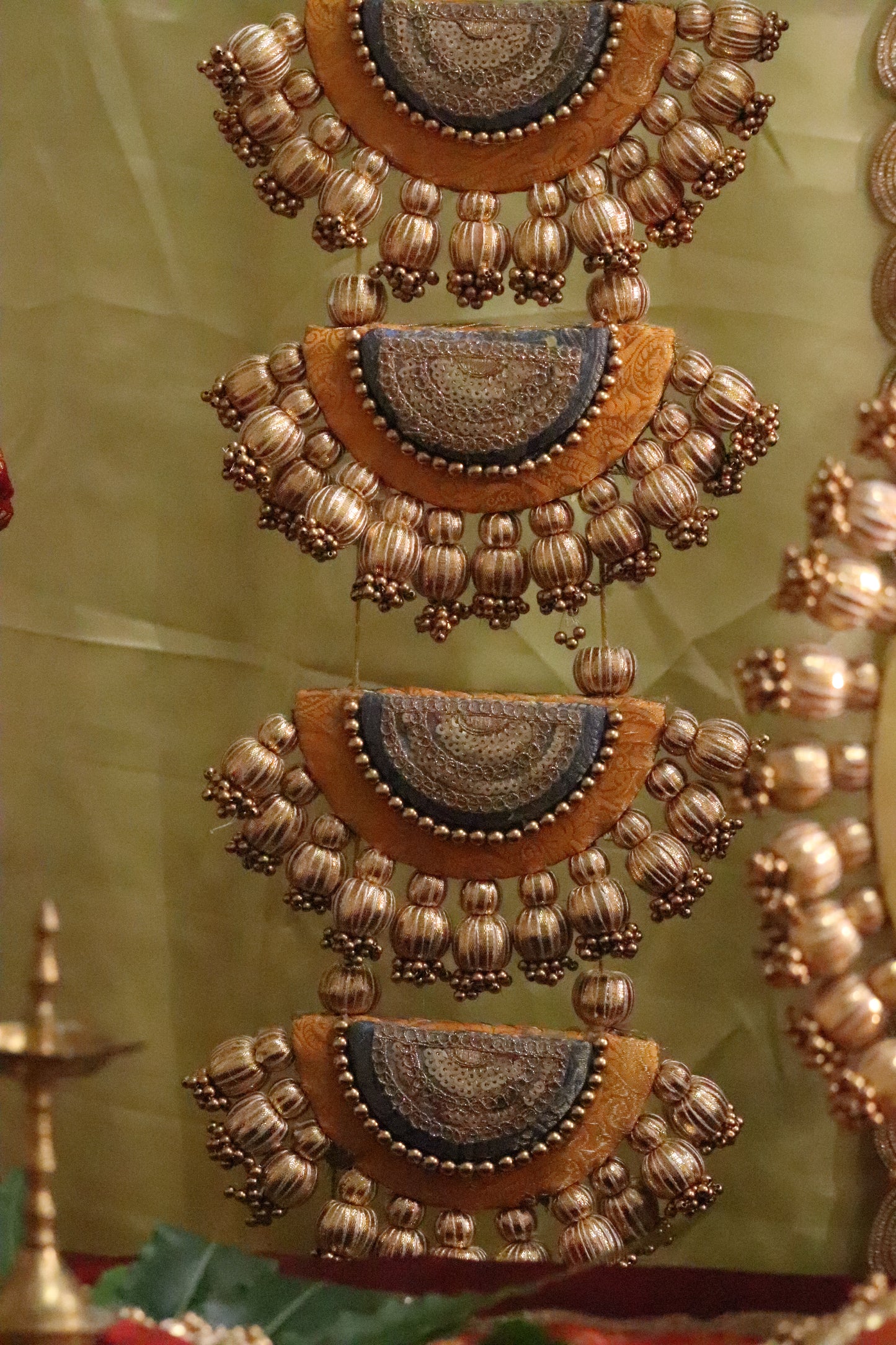 Ardhchandrama hangings yellow & grey Brocade Hangings – Handmade Festive Decor | Multiple Lengths