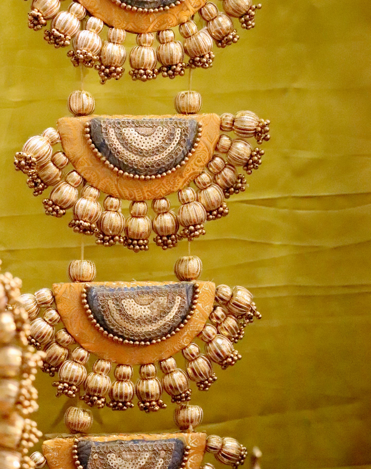 Ardhchandrama hangings yellow & grey Brocade Hangings – Handmade Festive Decor | Multiple Lengths