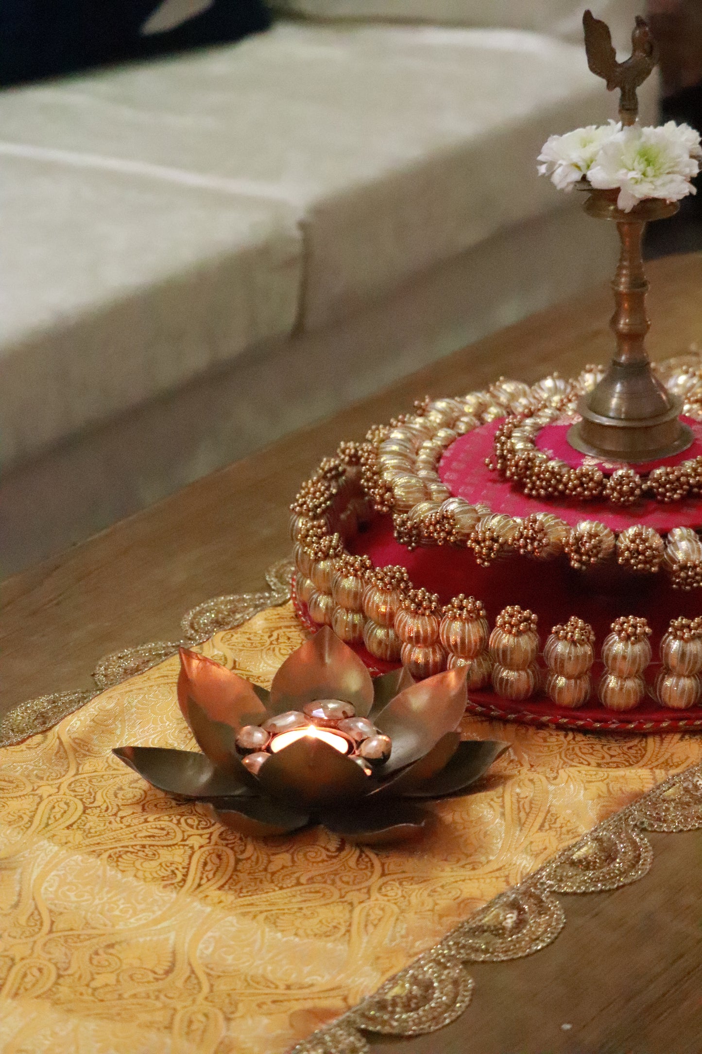 Banarasi Table runner - various sizes - Yellow color