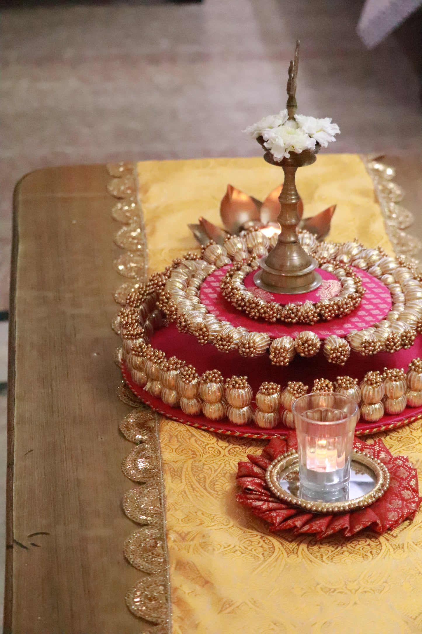 Banarasi Table runner - various sizes - Yellow color