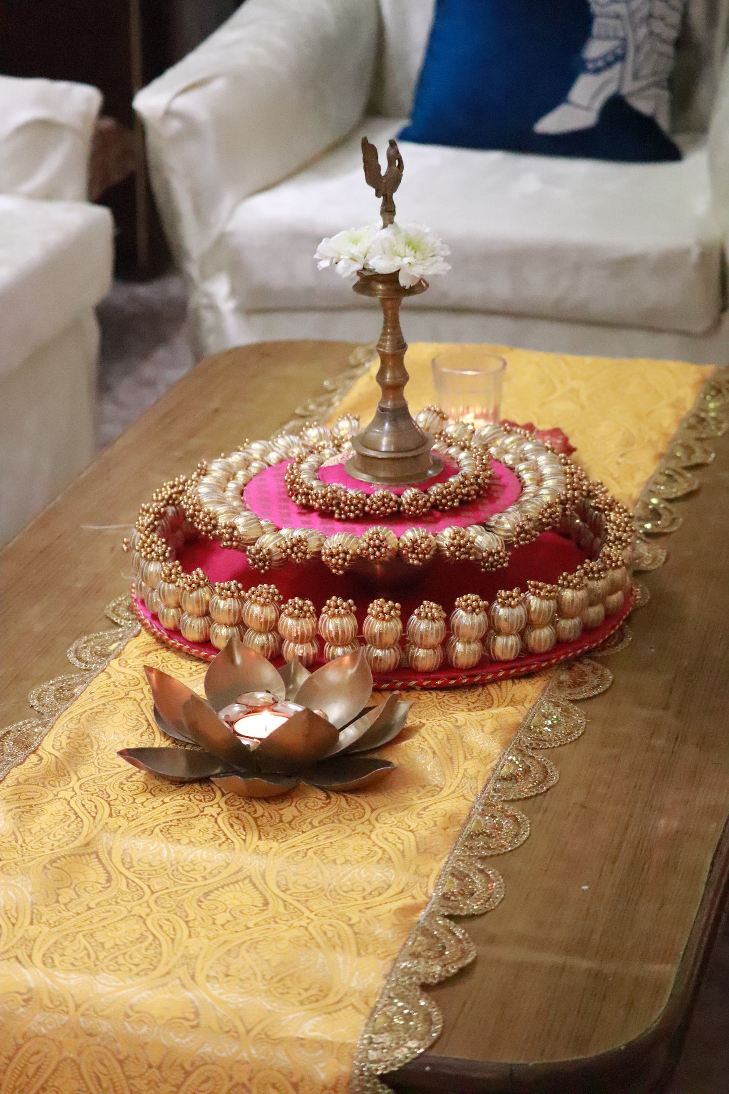 Banarasi Table runner - various sizes - Yellow color