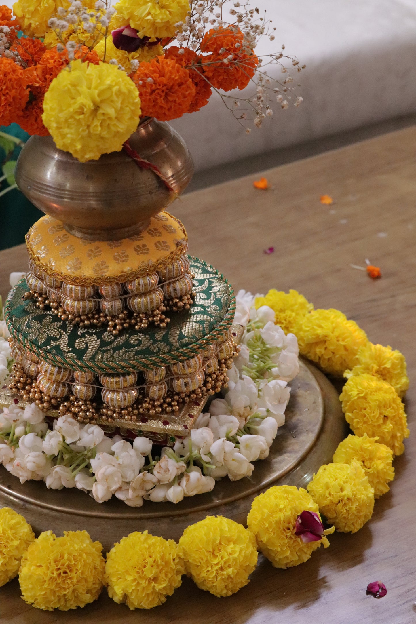 Dakla Coffee Table Decor Set –orange and Gold Festive Centerpiece