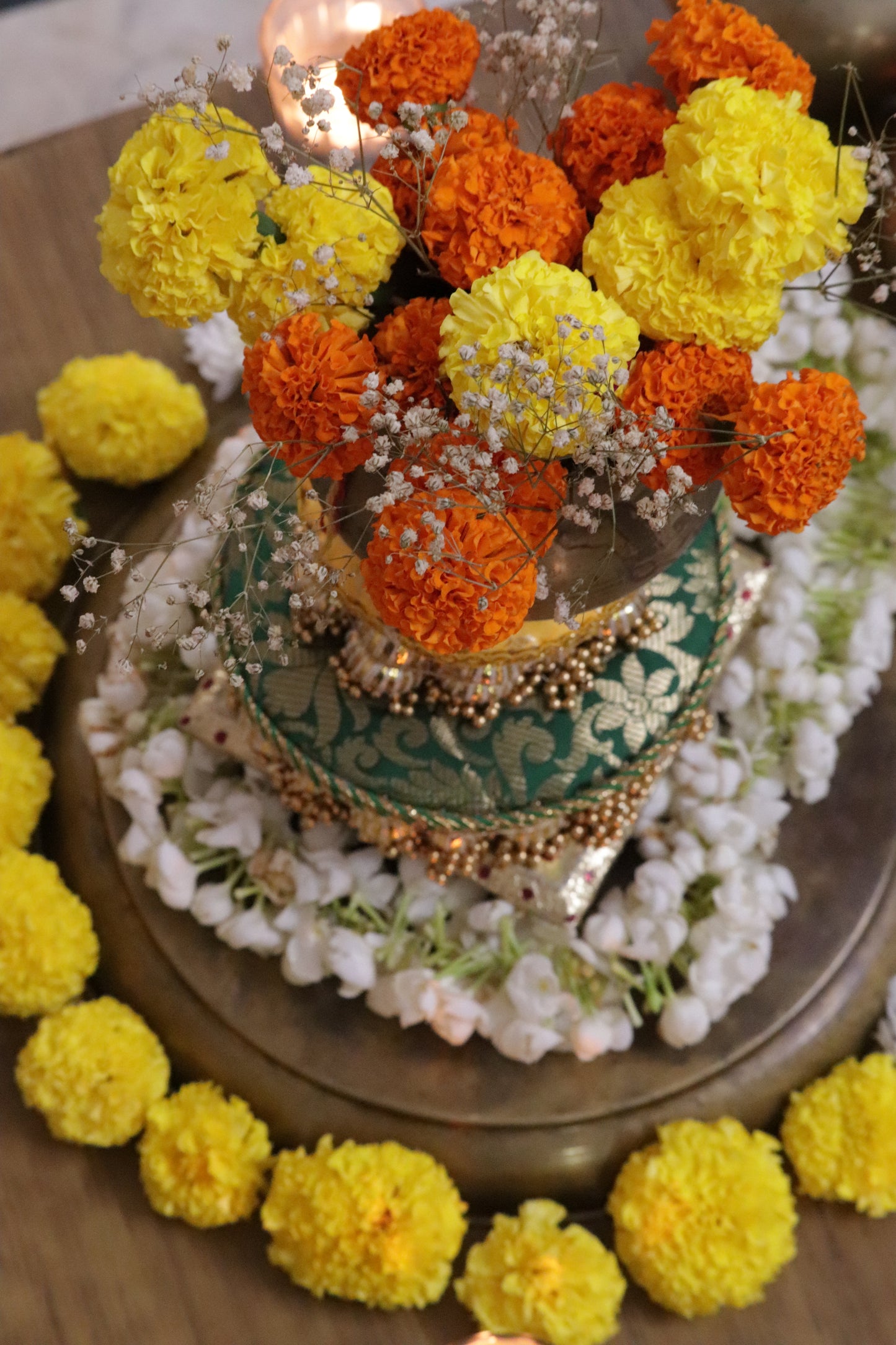 Dakla Coffee Table Decor Set –orange and Gold Festive Centerpiece