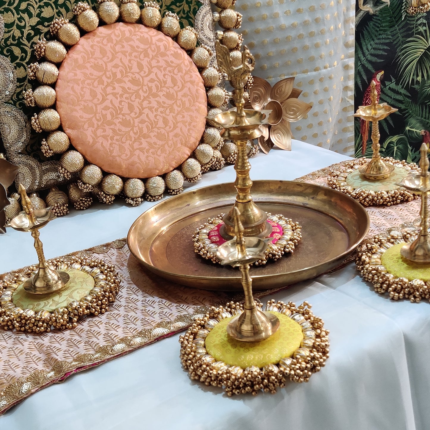 Green, Peach & Pastel Accent 8-Piece Décor Set