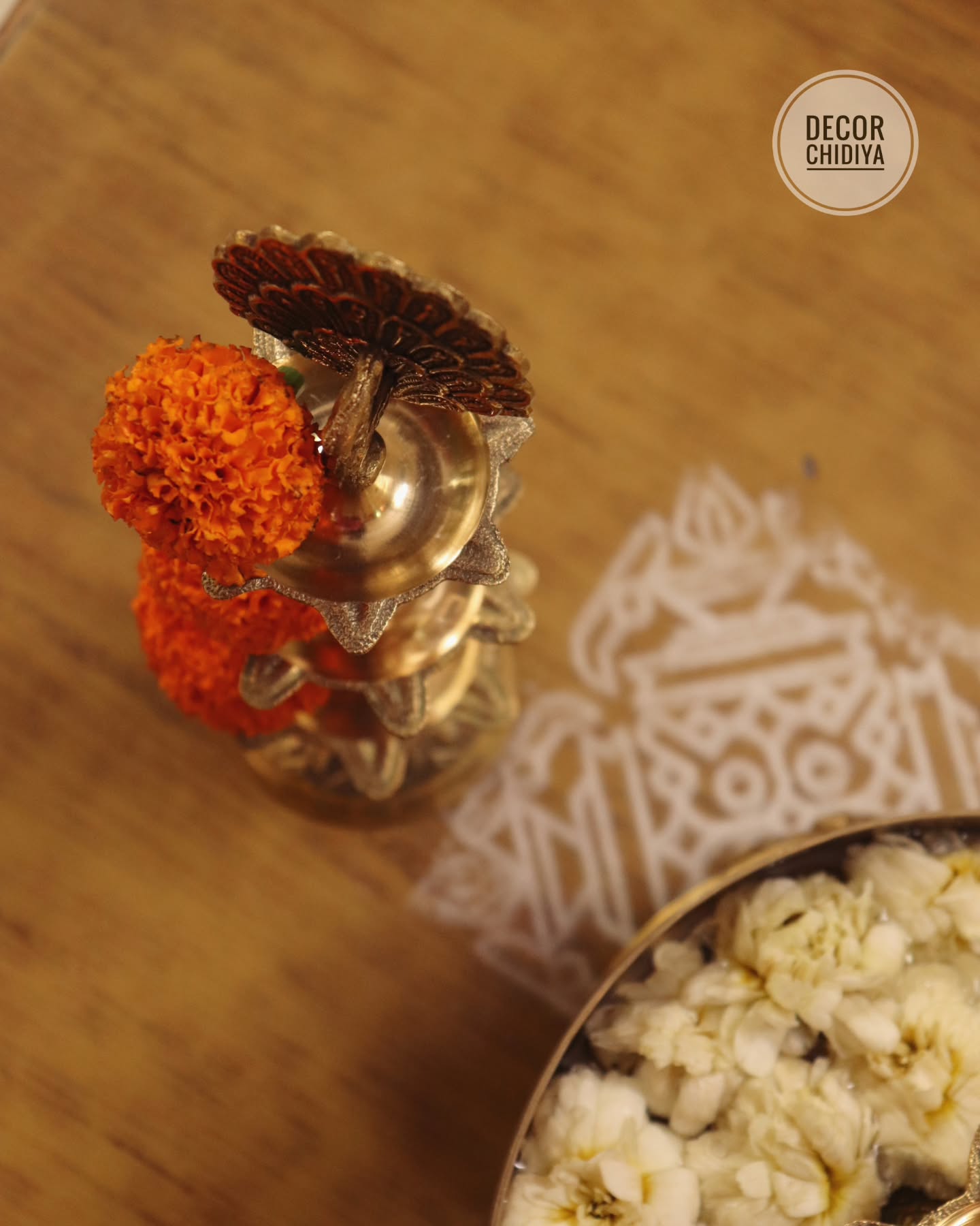 Brass Chowki | Peacock Brass Oil Lamps (Set of 2) | Plain Brass Urli Bowl set