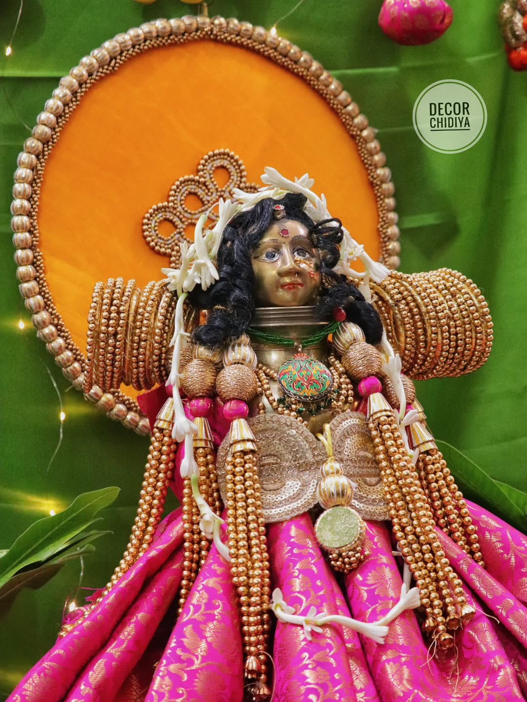 Padma - Varlakshmi Decor Set with Pooja Mandap – Traditional Pink & Green Festive Setup for Home Pooja