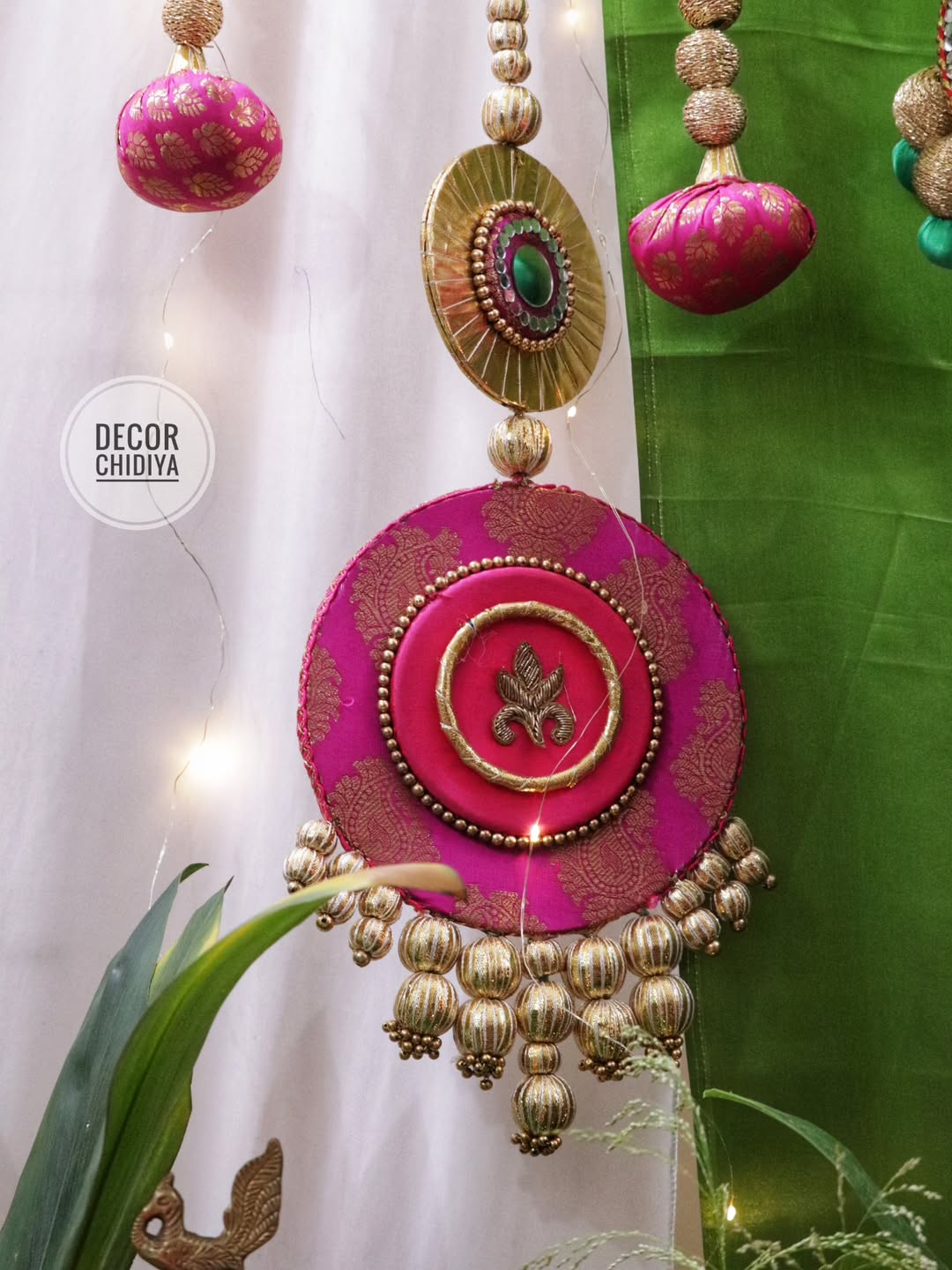 Padma - Varlakshmi Decor Set with Pooja Mandap – Traditional Pink & Green Festive Setup for Home Pooja