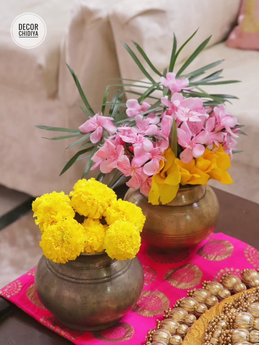 Satrang – Yellow & firozi Coffee Table Decor | Traditional Pooja Placemats Set
