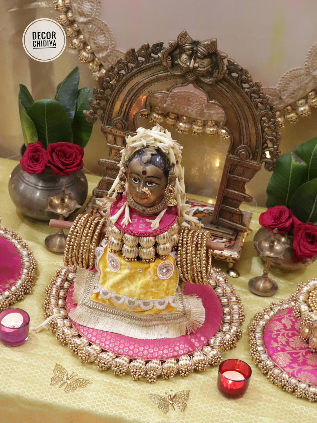 Sunehri Shringar Pooja Decor Set – Handmade Festive Decoration