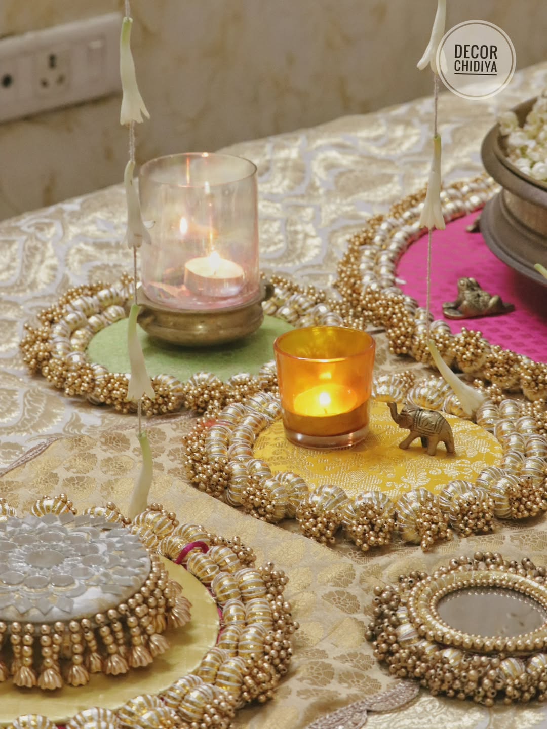 The Golden Glow Table – Pastel Color Tablescape Set | Elegant Festive Table Decor