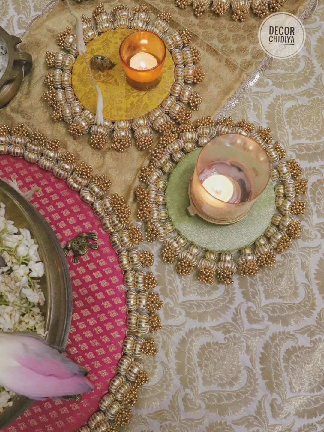 The Golden Glow Table – Pastel Color Tablescape Set | Elegant Festive Table Decor