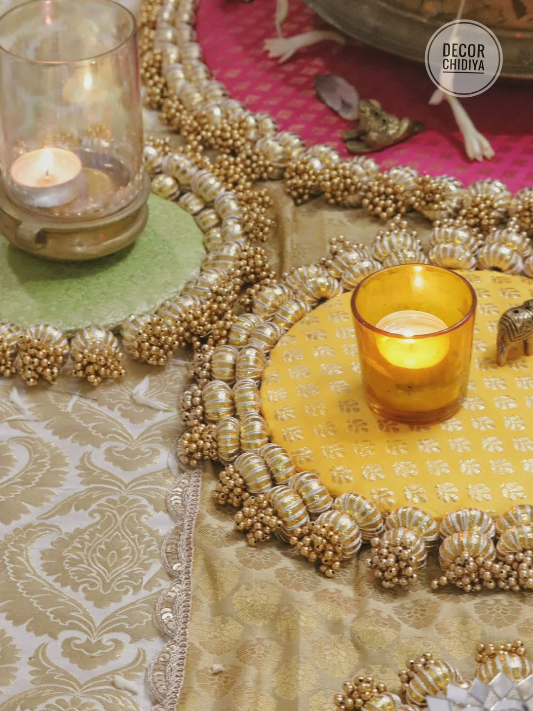 The Golden Glow Table – Pastel Color Tablescape Set | Elegant Festive Table Decor