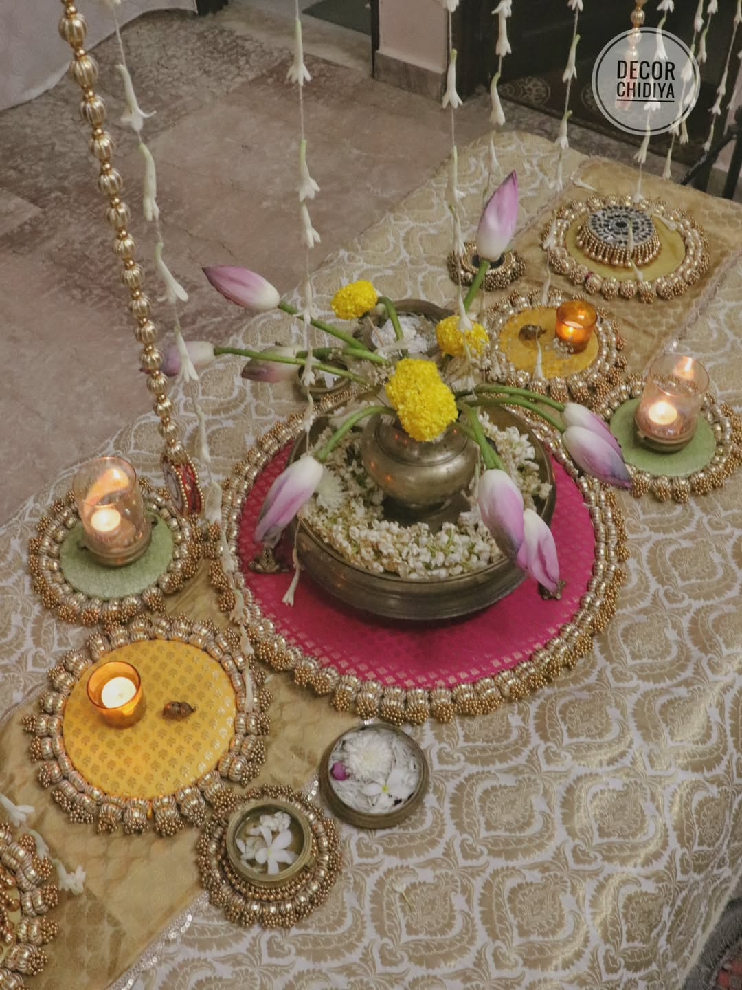 The Golden Glow Table – Pastel Color Tablescape Set | Elegant Festive Table Decor