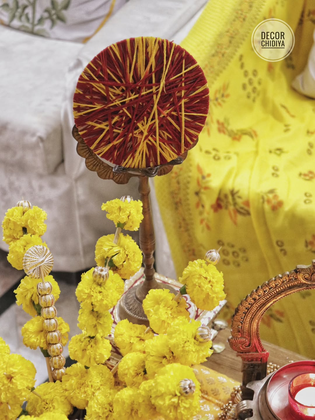 Haldi Glow Brass Pooja & Festive Table Decor Set – Traditional Indian Styling