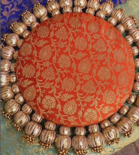 n -Embellished placemat - golden beads