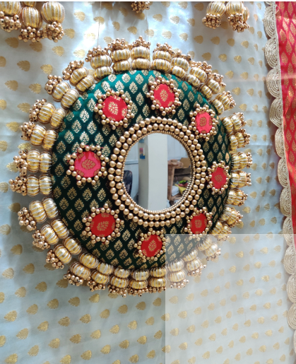 The mandala placemat - Various size- Gulmohar red and green color
