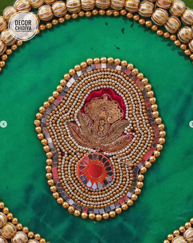 Vrindavan Vibe – Eco-Friendly Green Ganpati Decor Set | Krishna-Inspired Pooja Theme