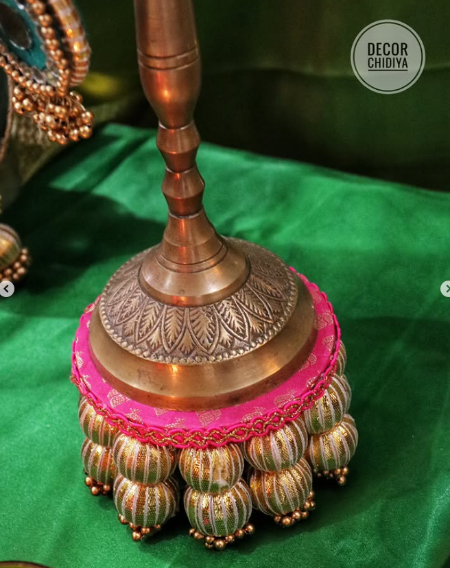 Vrindavan Vibe – Eco-Friendly Green Ganpati Decor Set | Krishna-Inspired Pooja Theme