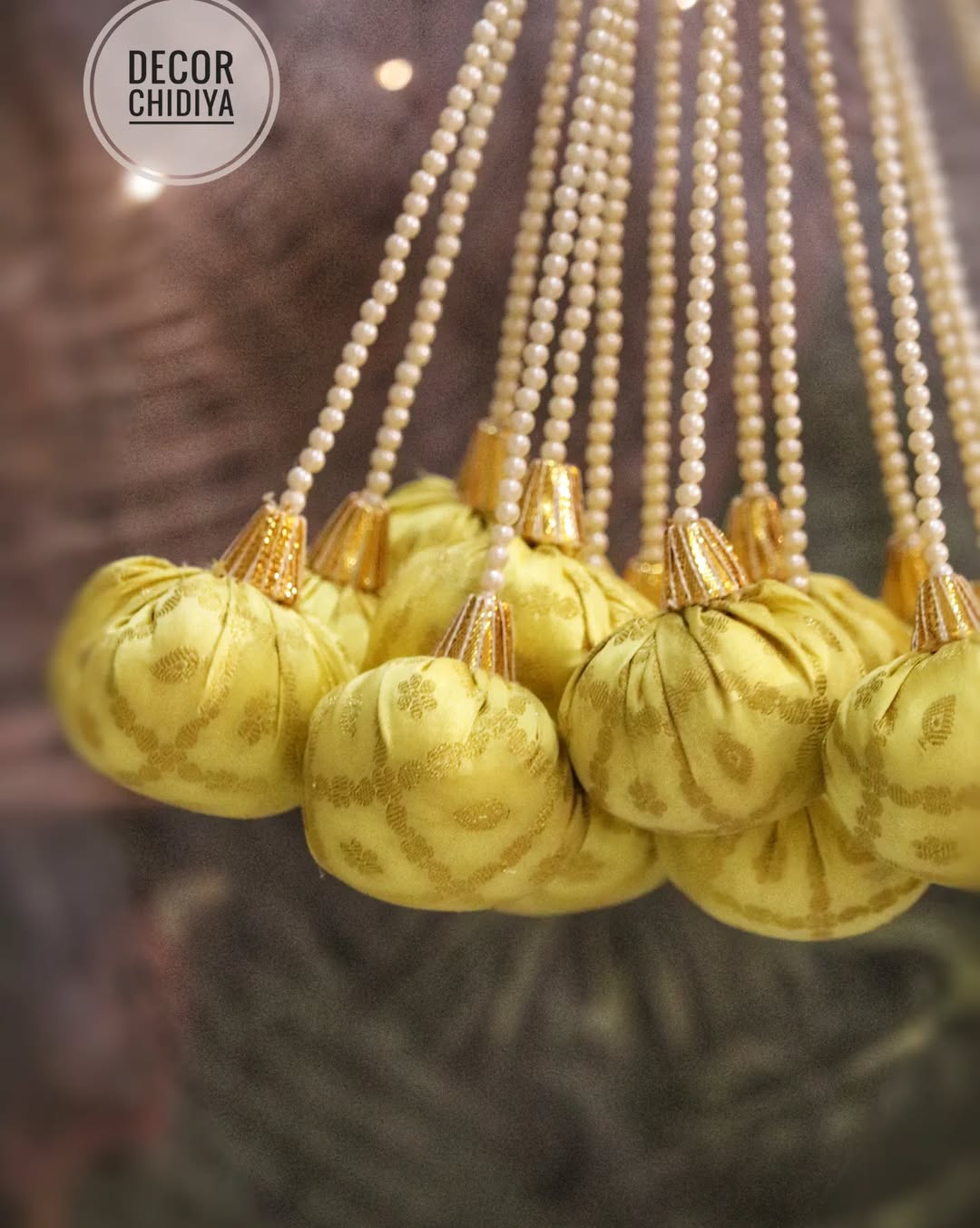 Nimbooda - Banarasi Fabric Latkan with Pearl Strings | Decorative Tassels for Wedding & Festive Decor