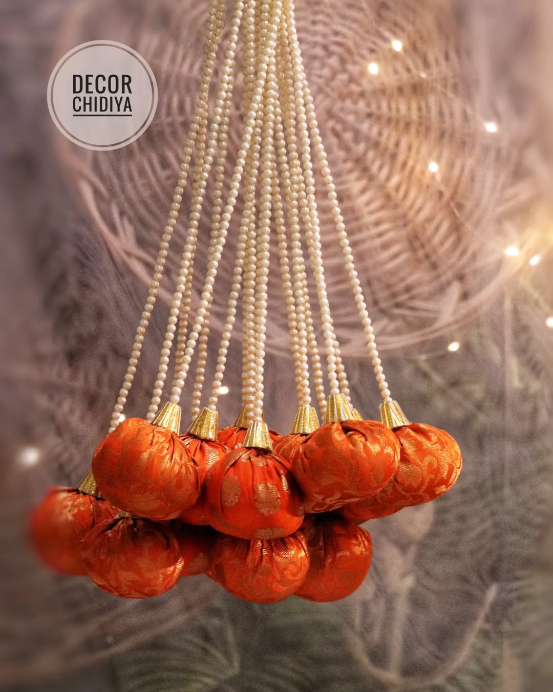 Nimbooda - Banarasi Fabric Latkan with Pearl Strings | Decorative Tassels for Wedding & Festive Decor