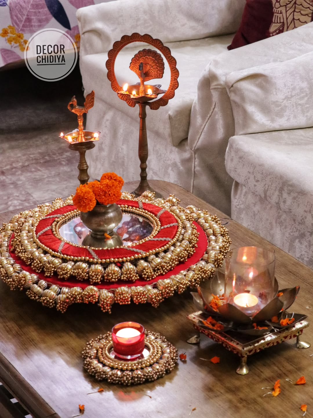 Utsav Coffee Table Decor Set –Red Festive Centerpiece