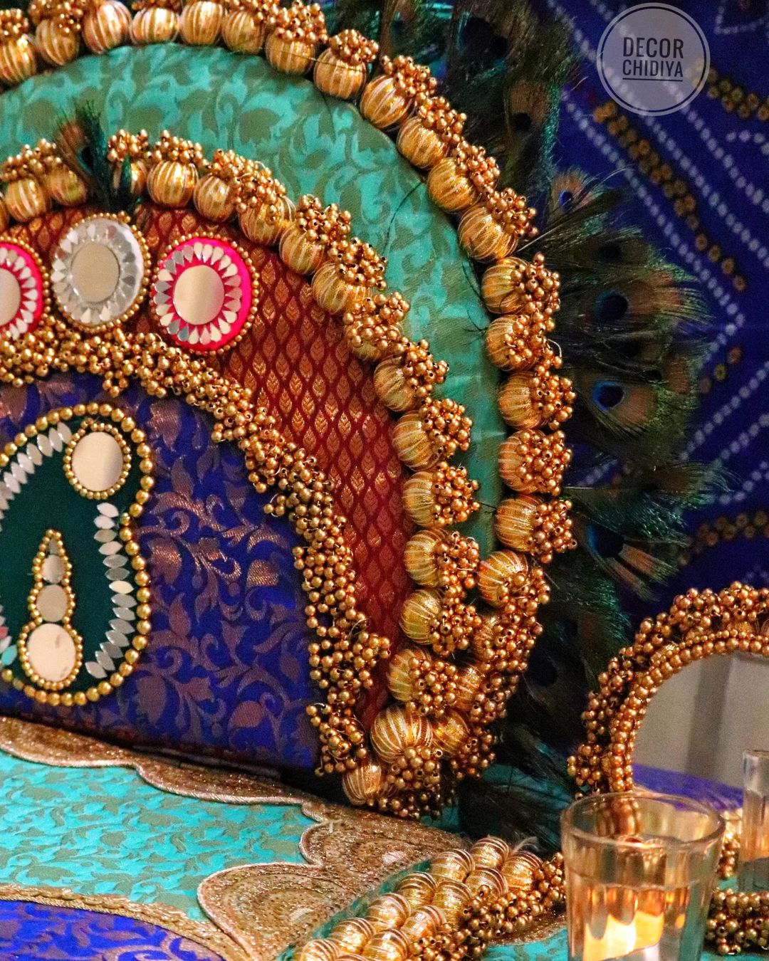 Morni Thangat kare Temple Decor - Beautiful temple decor setup - Peacock theme temple decor