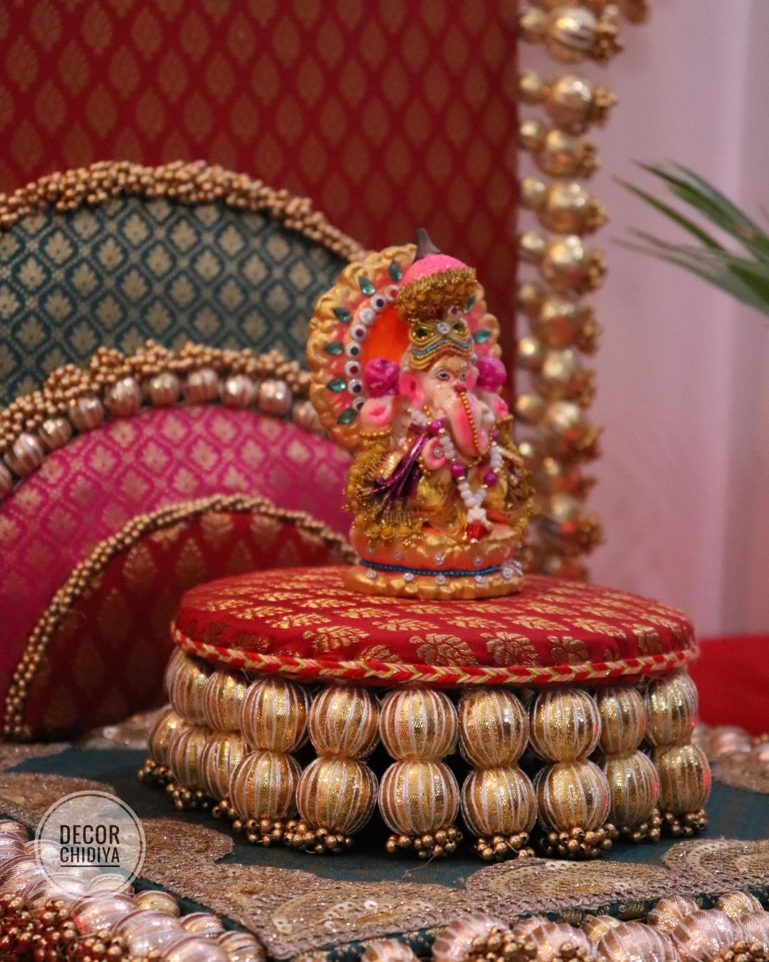 Paan Pasand - Beautiful temple decor setup -Red and green temple decor