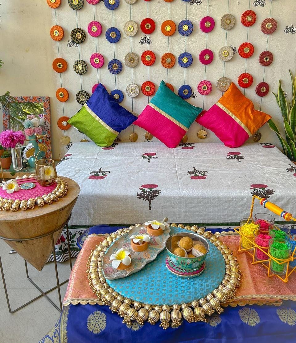 Creative_doc_adyasha x Decorchidiya colourful theme set with circular hanging and placemats