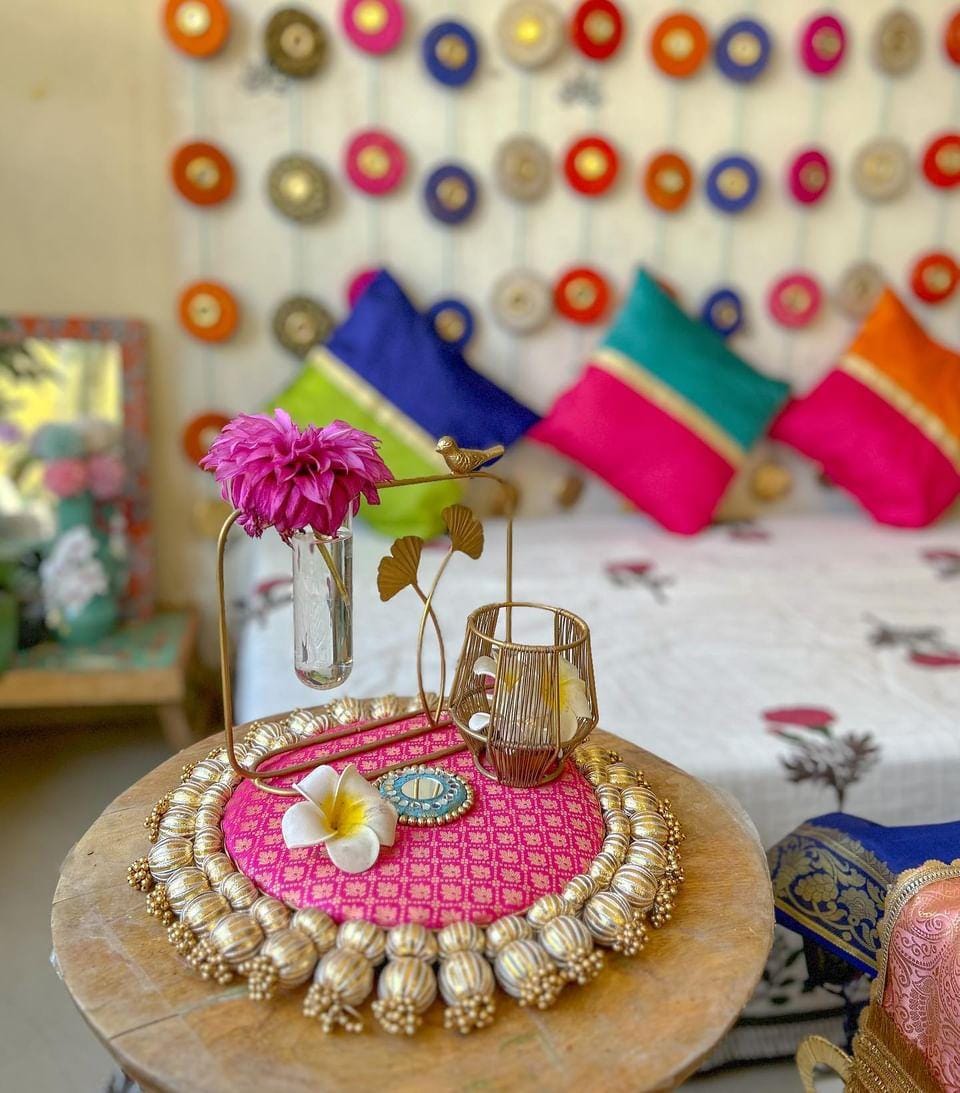 Creative_doc_adyasha x Decorchidiya colourful theme set with circular hanging and placemats
