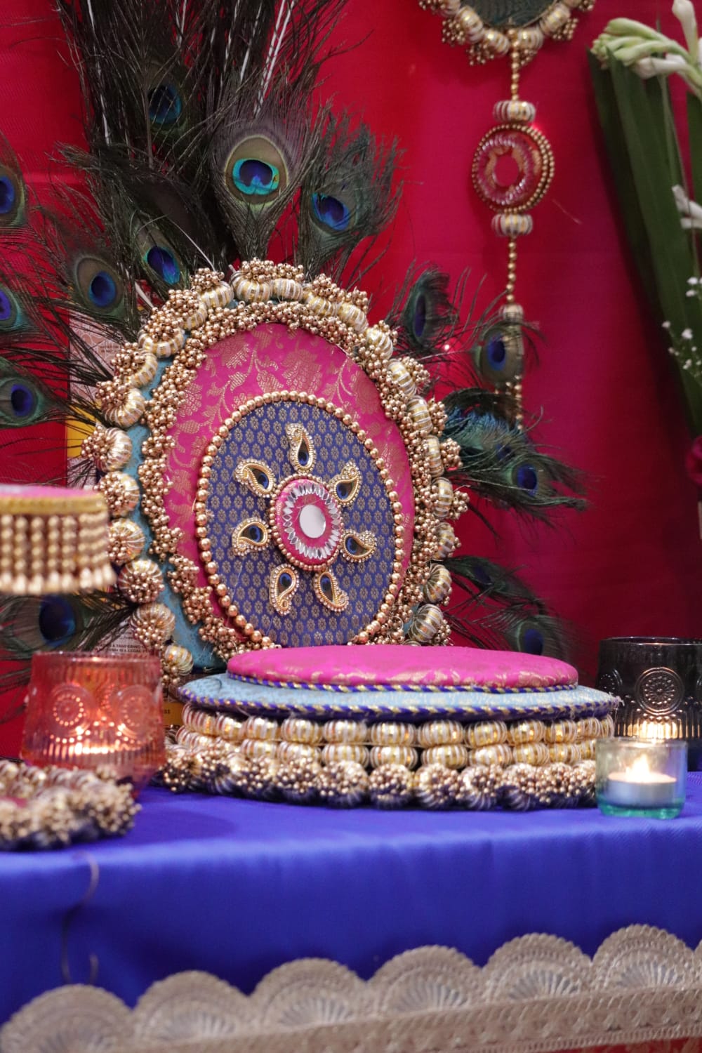 Morni Thangat Kare – Peacock Theme singhasana set - various sizes