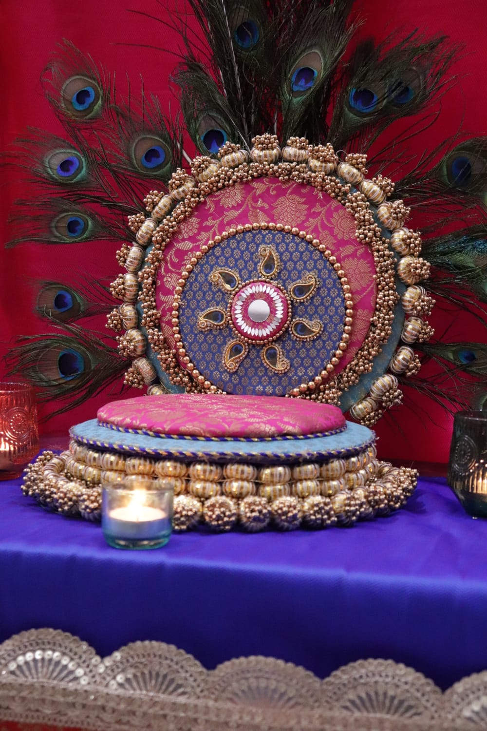Morni Thangat Kare – Peacock Theme singhasana set - various sizes