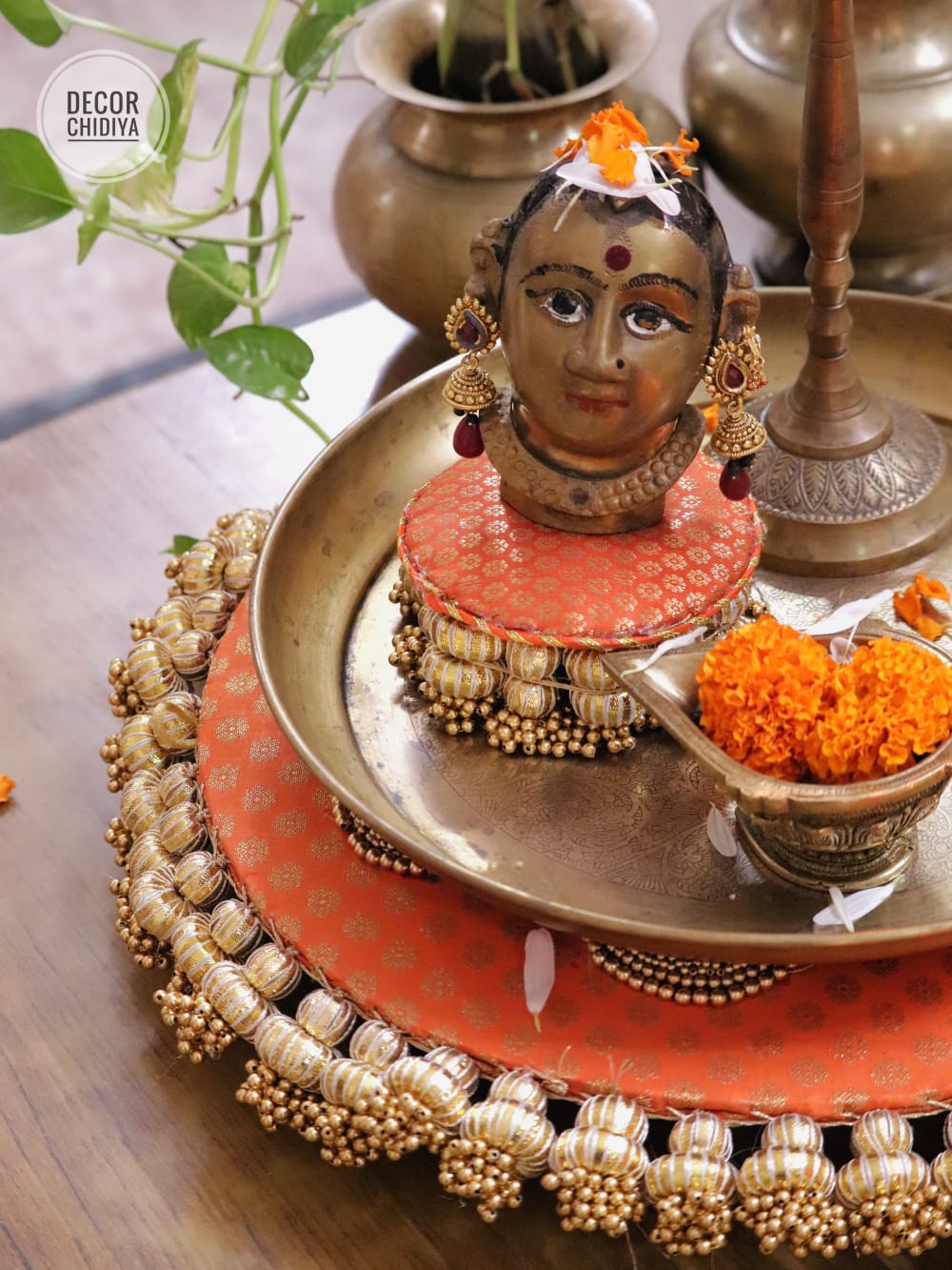 Dakla Coffee Table Decor Set –orange and Gold Festive Centerpiece