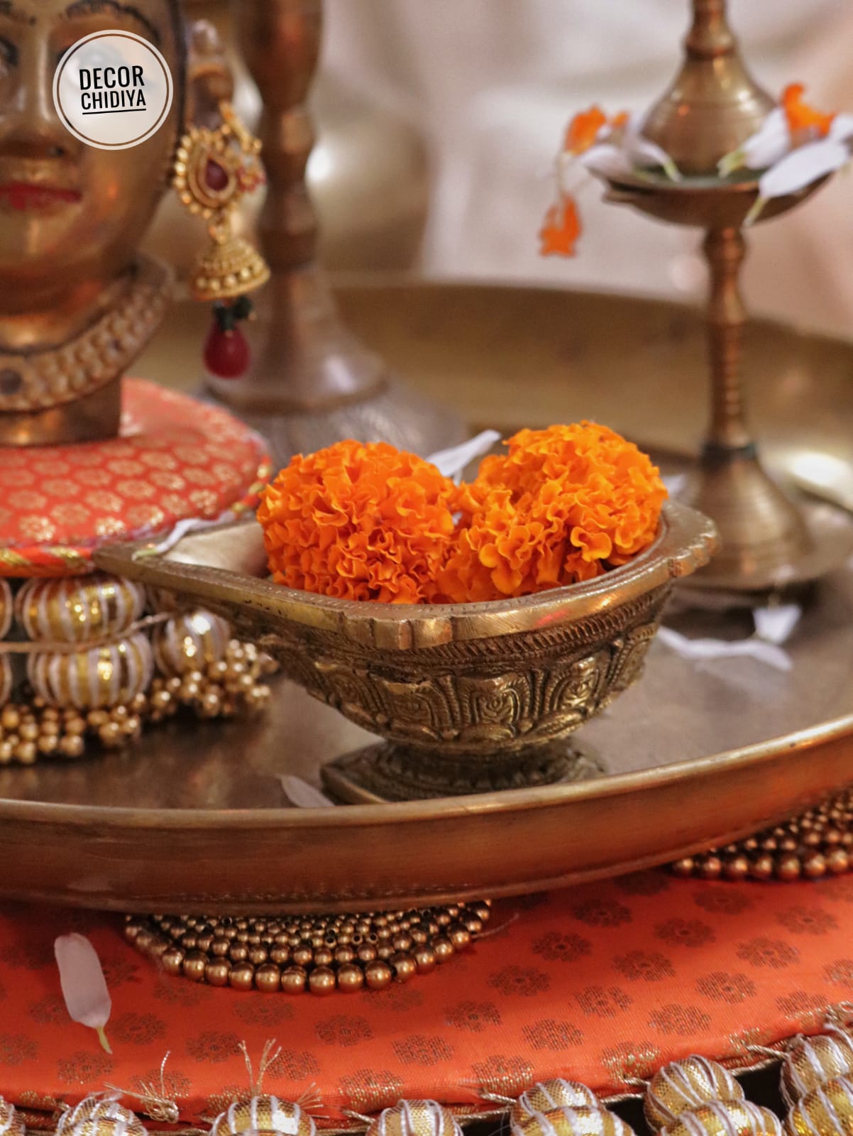 Dakla Coffee Table Decor Set –orange and Gold Festive Centerpiece