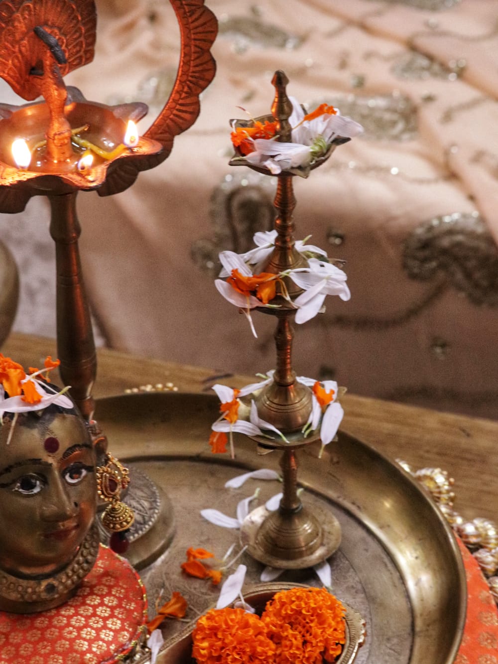 Dakla Coffee Table Decor Set –orange and Gold Festive Centerpiece