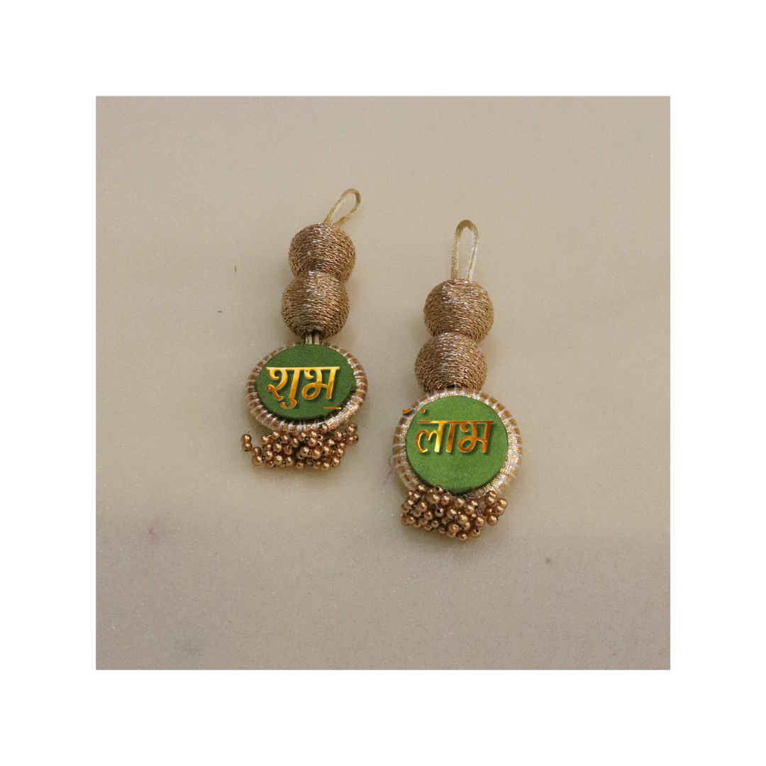 Shubh Labh Treasures: Tiny Tokens of Fortune & Favor- Moss green color