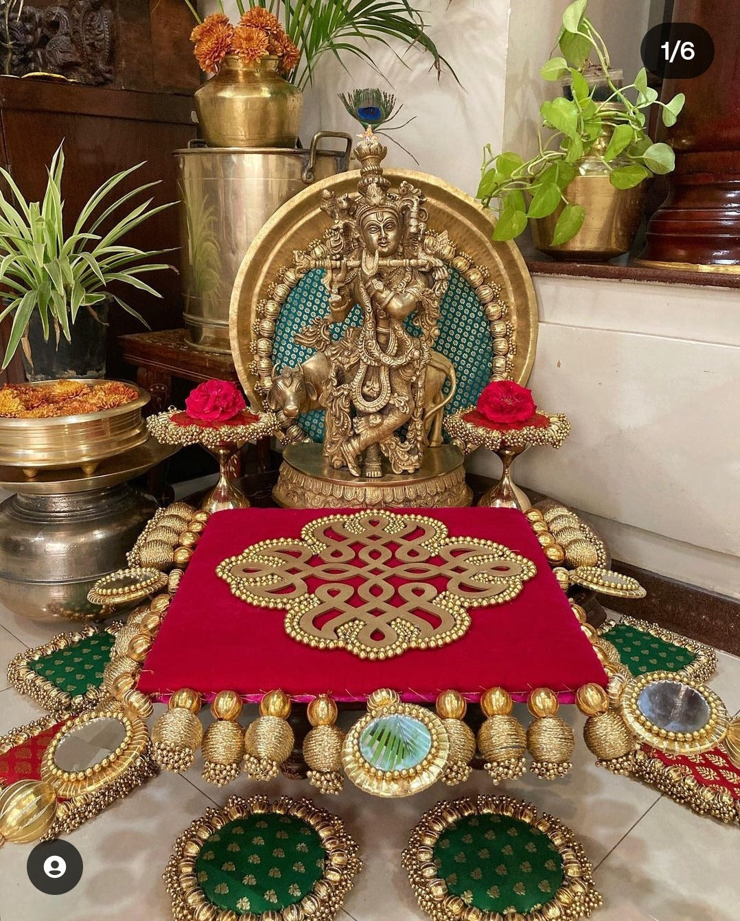 Kolam-Inspired 12-Piece Décor Combo: Handcrafted Brocade & Velvet Ensemble