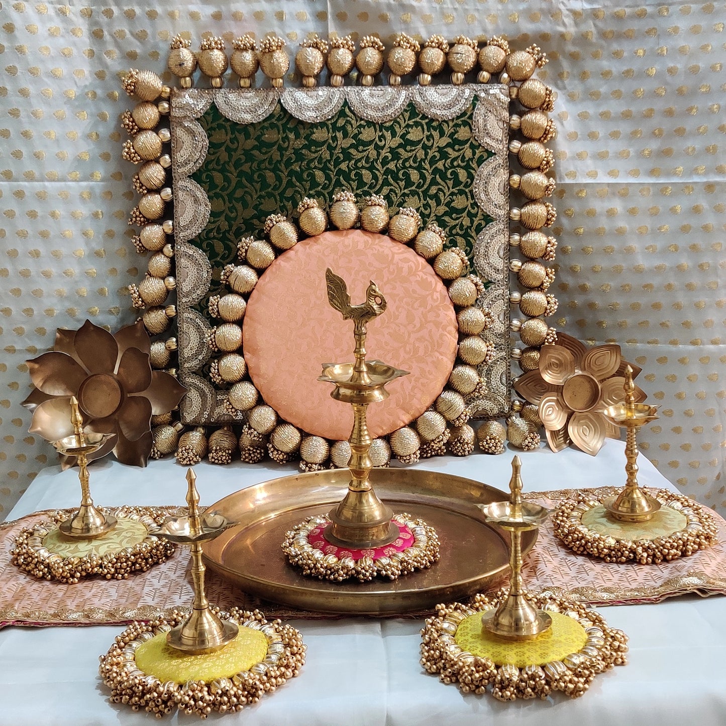 Green, Peach & Pastel Accent 8-Piece Décor Set