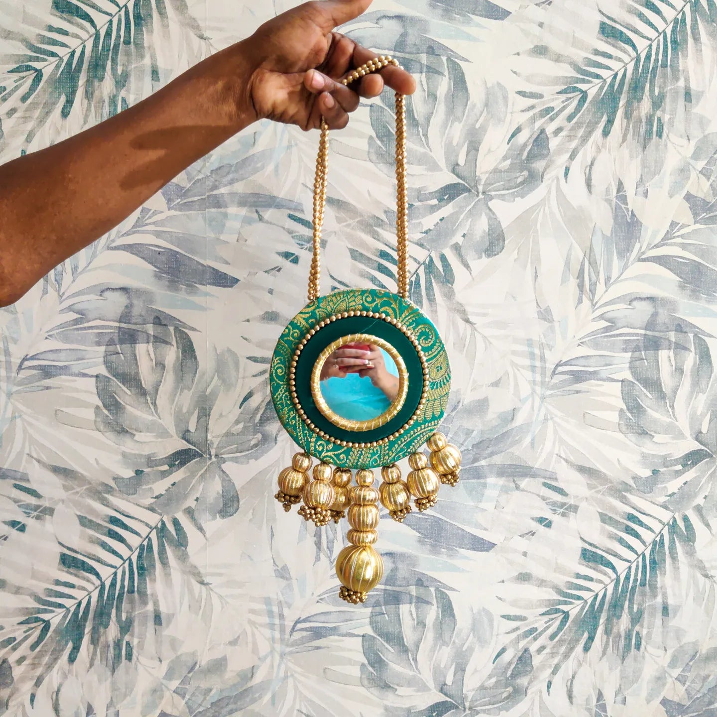 Shubh labh hanging Pair -Teal /Reversible / one side mirror